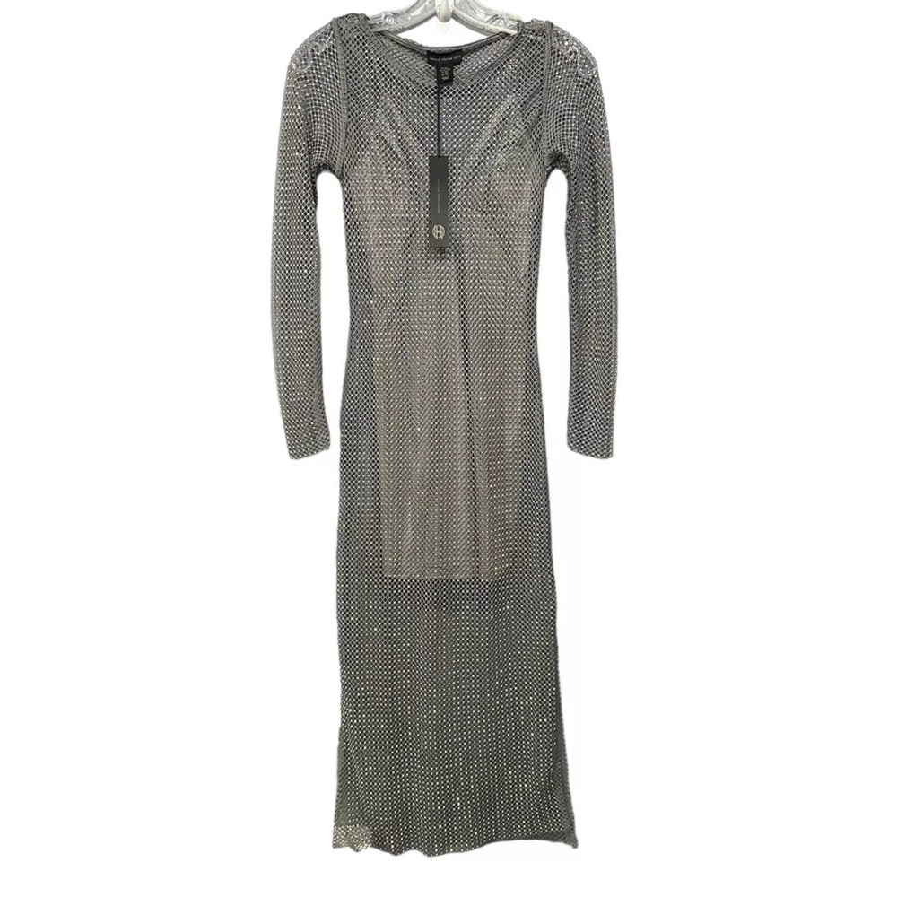 HOUSE OF HARLOW 1960 FISHNET MESH RHINESTONE MAXI DRESS Size: S